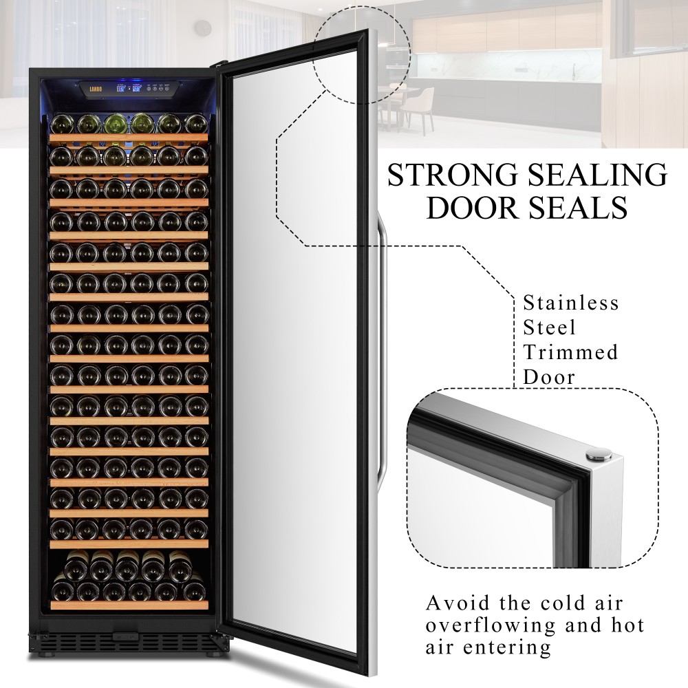 LANBO Wine Chiller Fridge, Single Zone Builtin or Freestanding Compressor Red Wine Cooler with